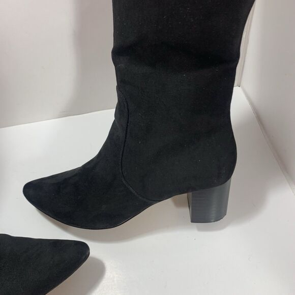 J.CREW BLACK SUEDED STACKED HEEL KNEE HIGH BOOTS BJ265 SIZE 7.5 Womens - Picture 5 of 16